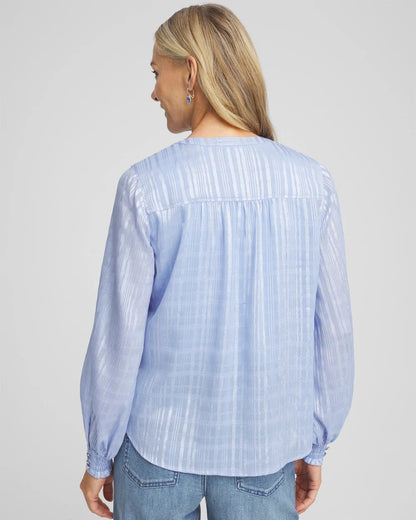 Chico's Split Neck Crinkle Blouse