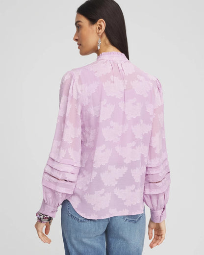 Chico's Textured Jacquard V-Neck Blouse