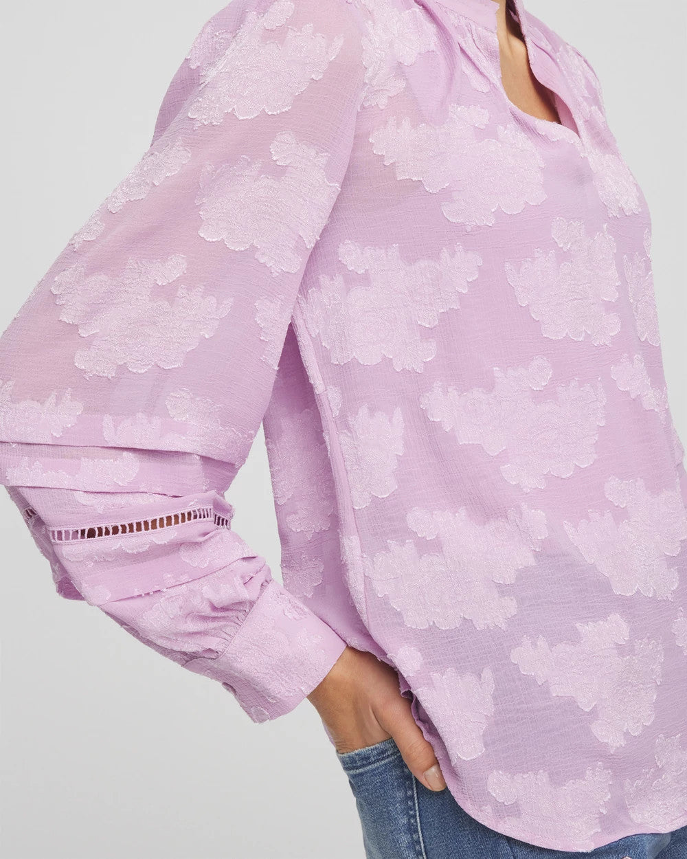 Chico's Textured Jacquard V-Neck Blouse