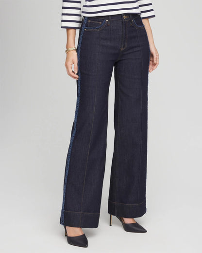 Chico's Frayed High-Rise Wide-Leg Jeans