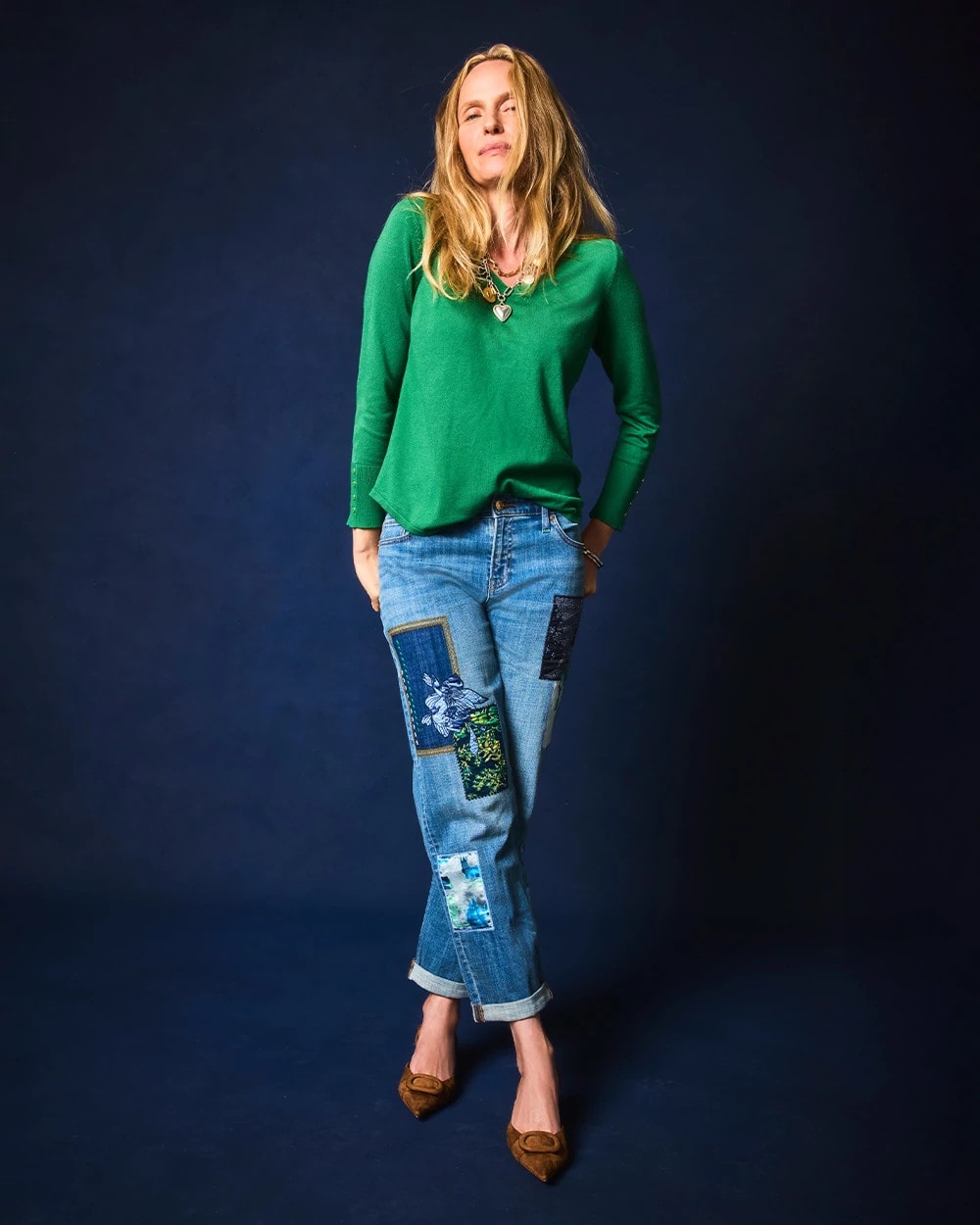 Chico's Boyfriend Patchwork Cropped Jeans