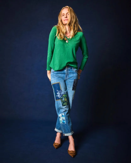Chico's Boyfriend Patchwork Cropped Jeans
