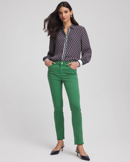 Chico's Girlfriend Fray Hem Ankle Jeans