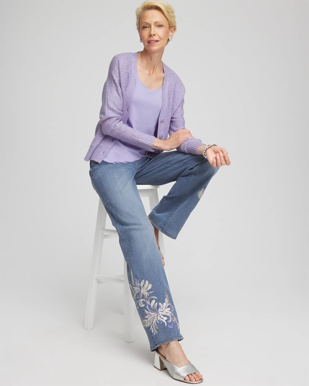 Chico's Embroidered Pull-On Wide-Leg Jeans