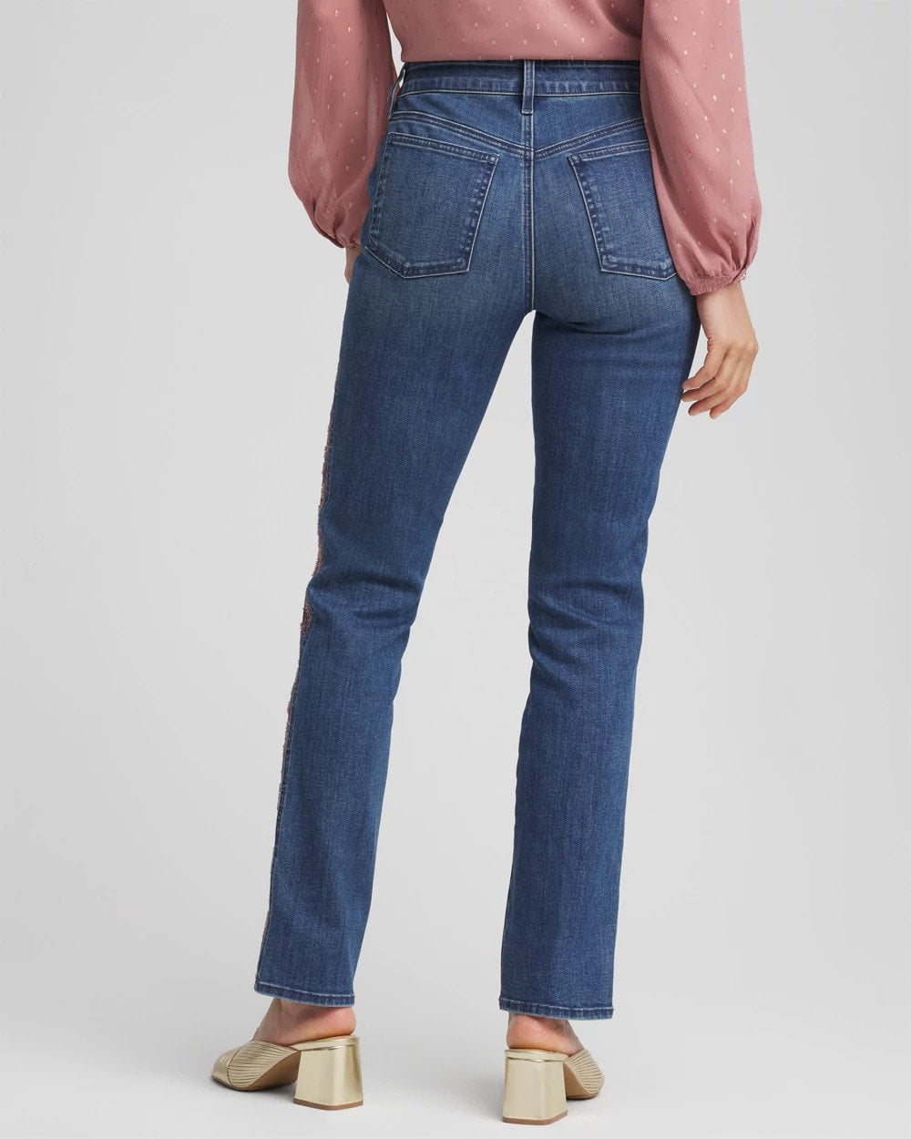 Chico's Lace Embroidered Pull-On Straight Jeans