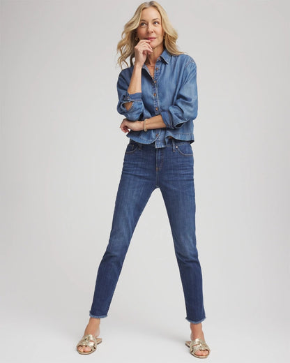 Chico's Girlfriend Slim Frayed Ankle Jeans