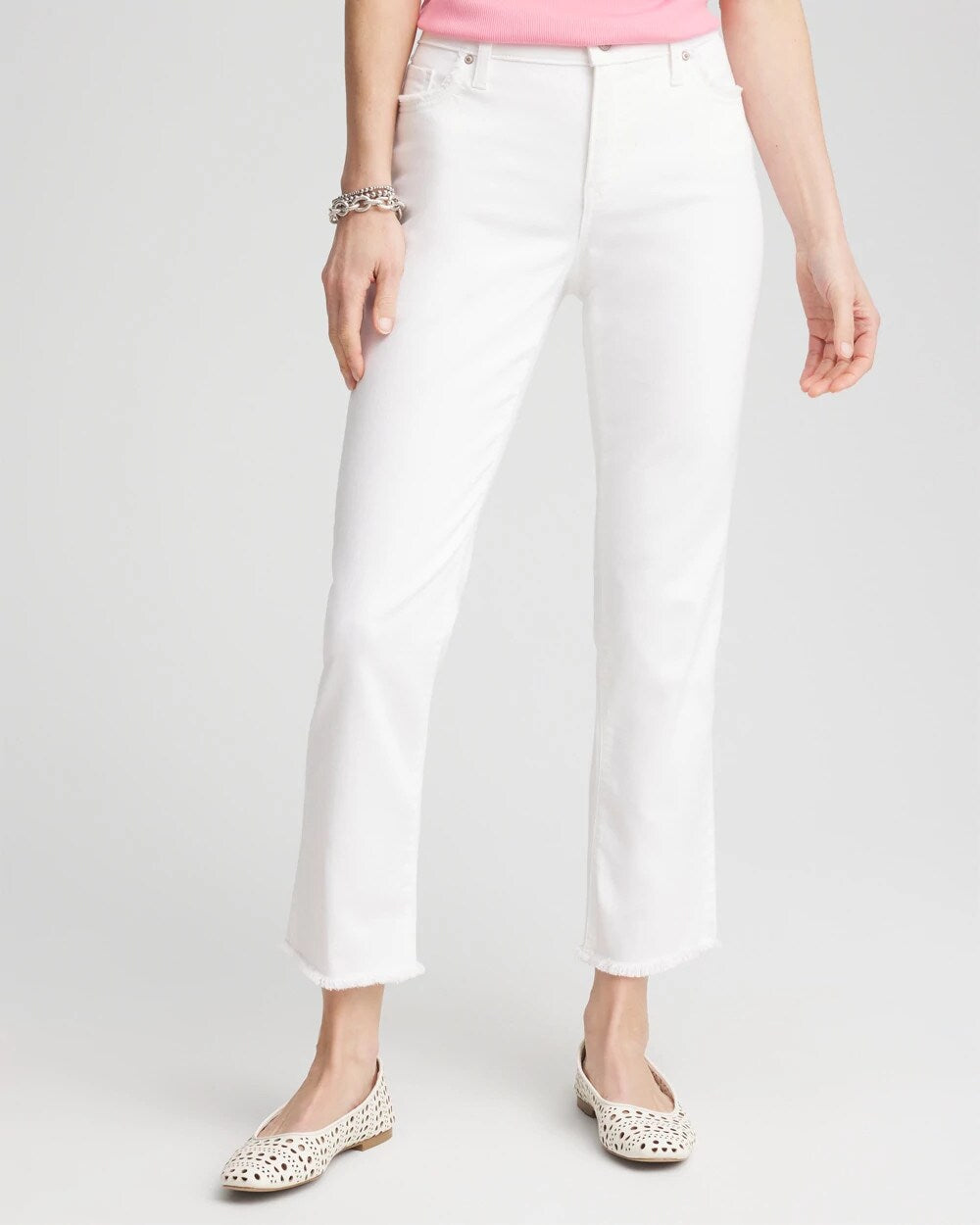 Chico's Girlfriend Frayed Cropped No Stain Jeans