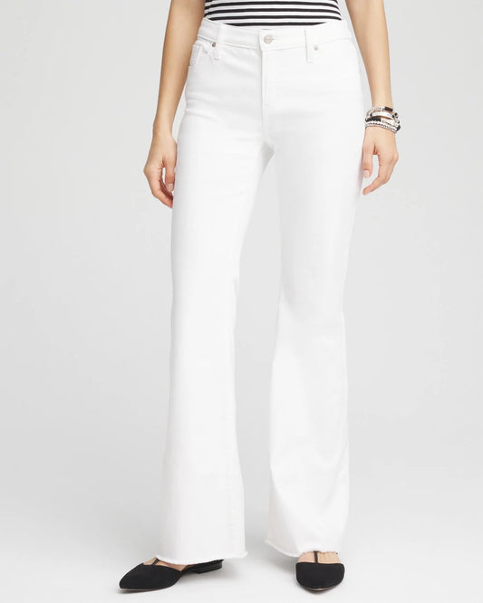 Chico's Girlfriend No Stain Frayed Flared Jeans