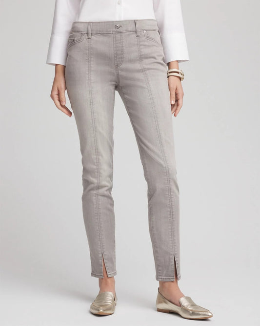 Chico's Silver Pull-On Slim Ankle Jeggings