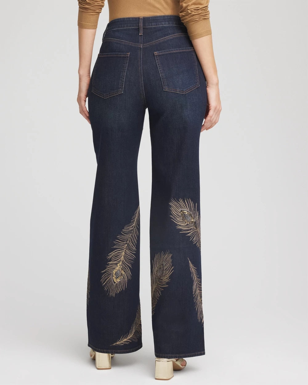 Chico's Embellished High-Rise Wide-Leg Jeans