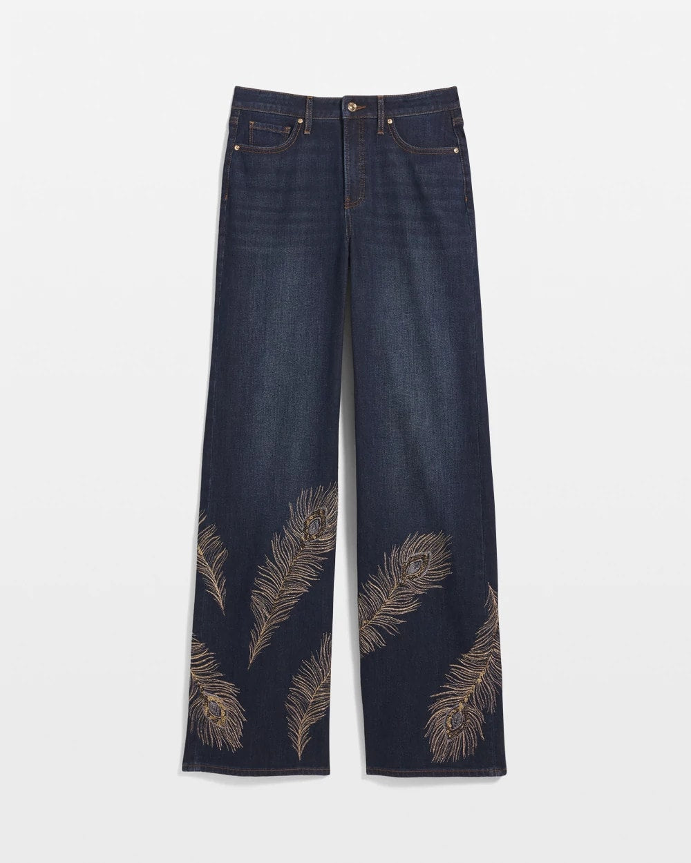 Chico's Embellished High-Rise Wide-Leg Jeans