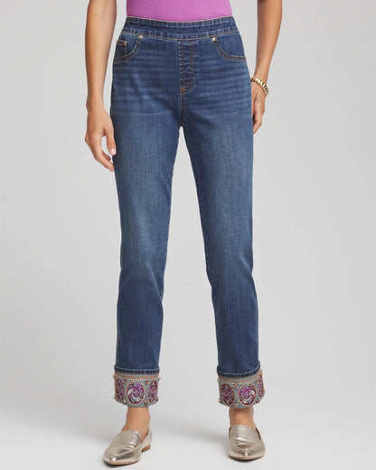 Chico's Embellished Pull-On Slim Ankle Jeggings