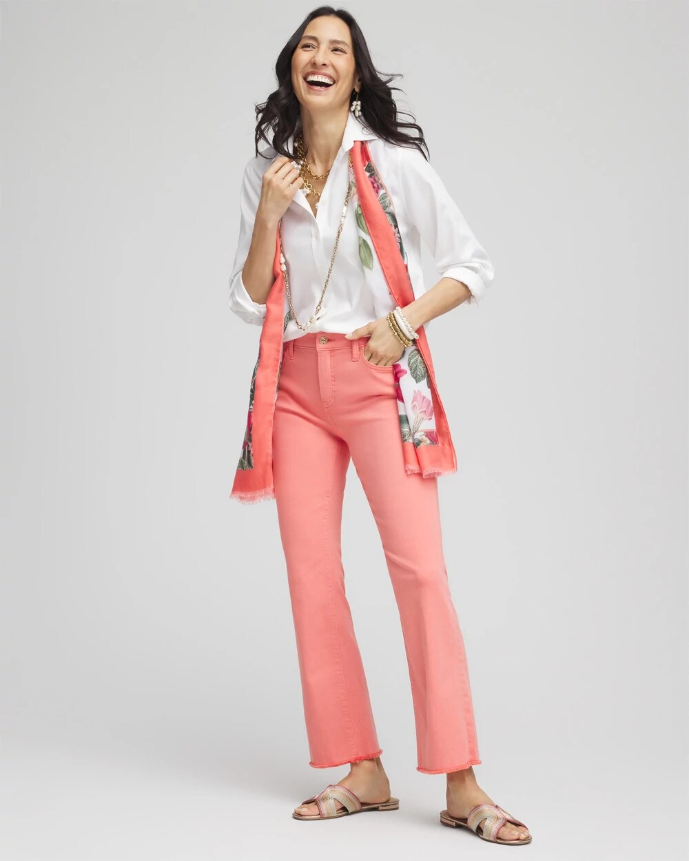 Chico's Girlfriend Fray Hem Kick Flare Jeans