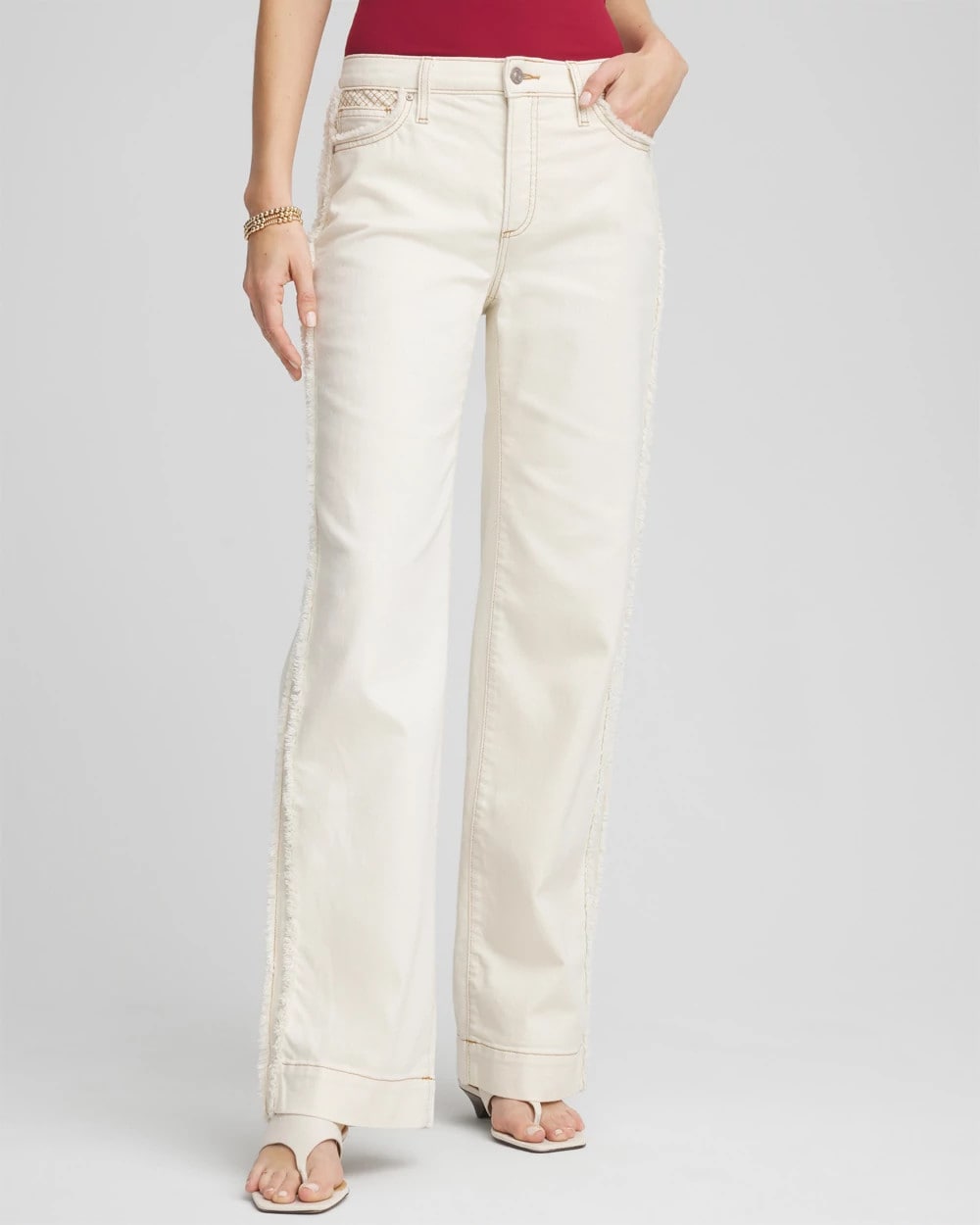 Chico's Sea Salt High-Rise Frayed Jeans