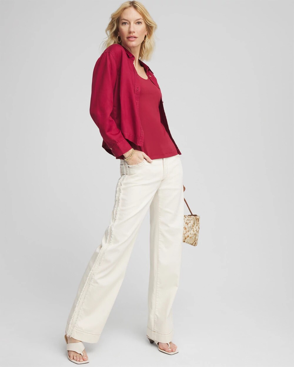 Chico's Sea Salt High-Rise Frayed Jeans