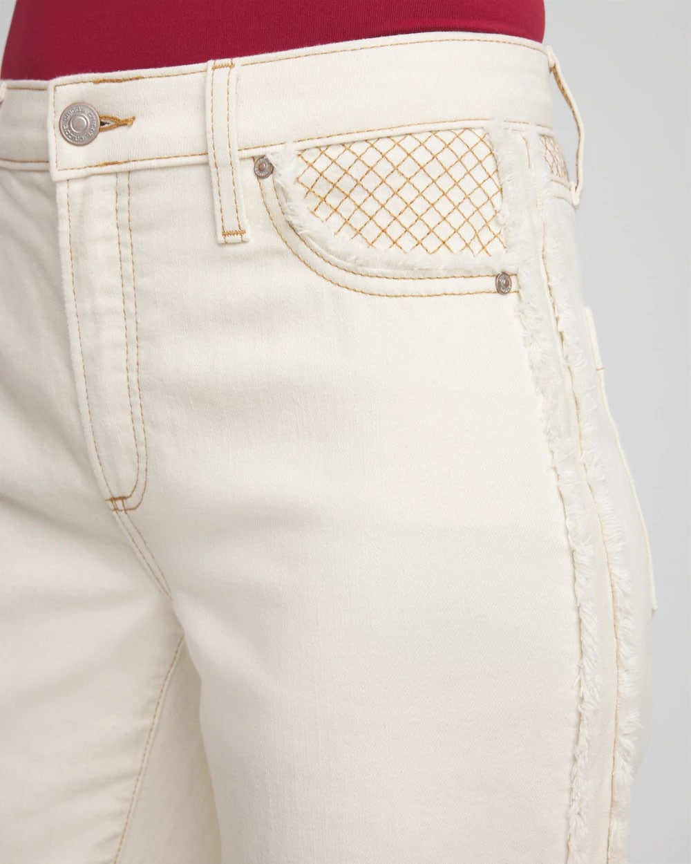 Chico's Sea Salt High-Rise Frayed Jeans
