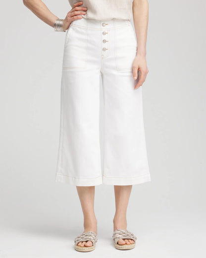 Chico's No Stain Pull-On Wide Capri Jeans