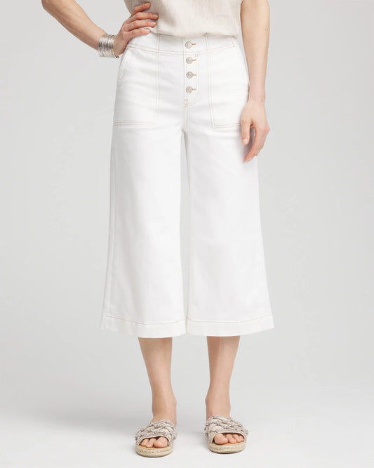 Chico's No Stain Pull-On Wide Capri Jeans