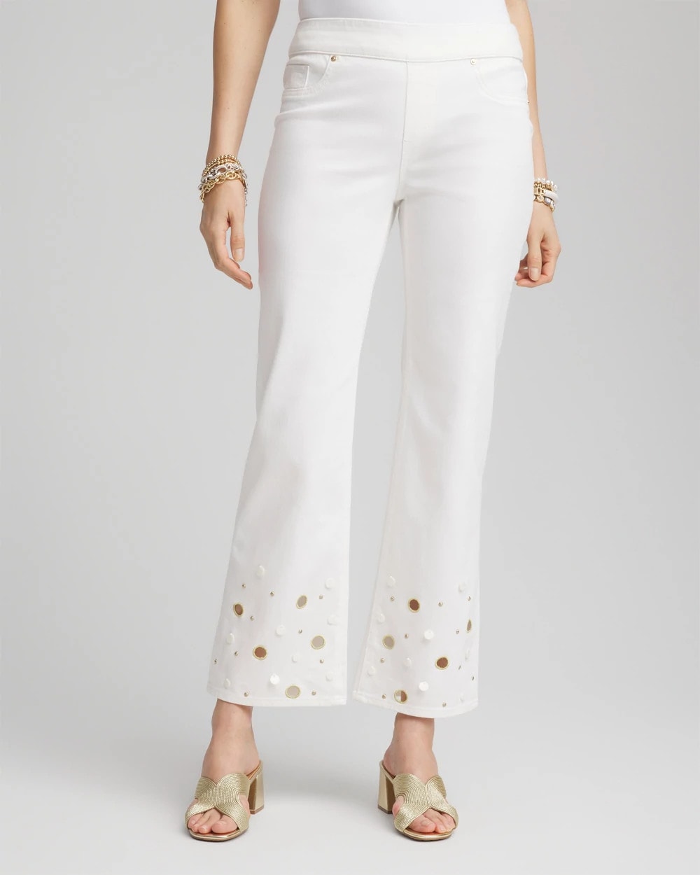 Chico's Pull-On Embellished Straight-Leg Cropped Jeans