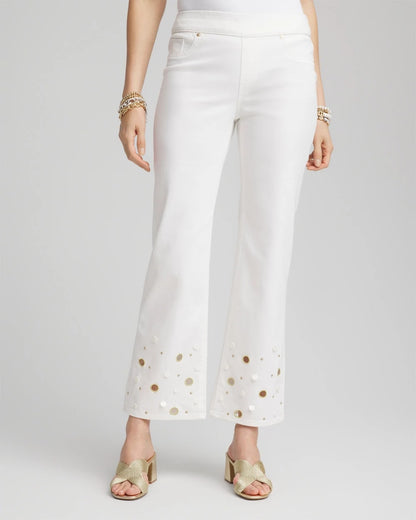 Chico's Pull-On Embellished Straight-Leg Cropped Jeans