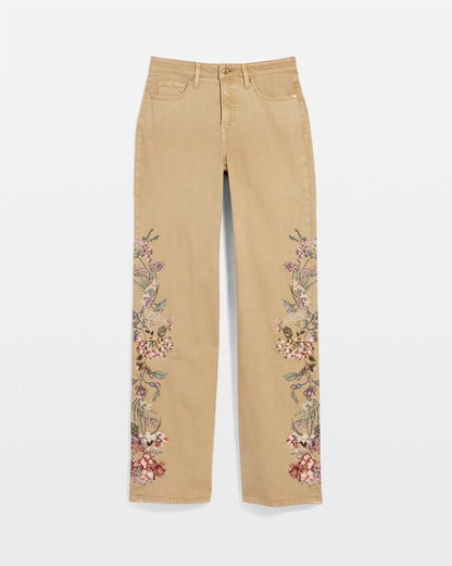 Chico's Embroidered High-Rise Wide-Leg Jeans