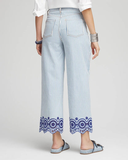 Chico's Eyelet High-Rise Wide Cropped Jeans