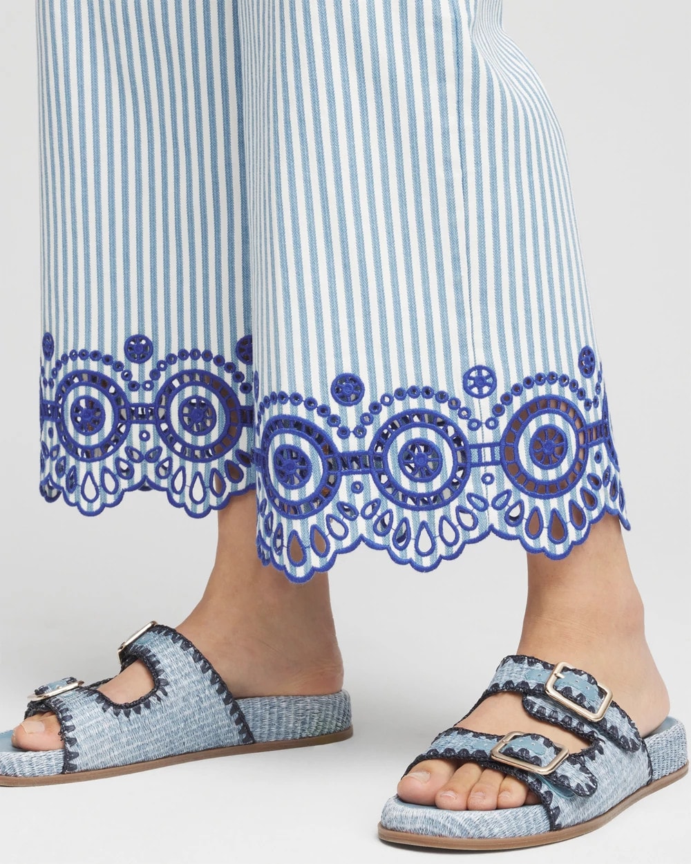 Chico's Eyelet High-Rise Wide Cropped Jeans