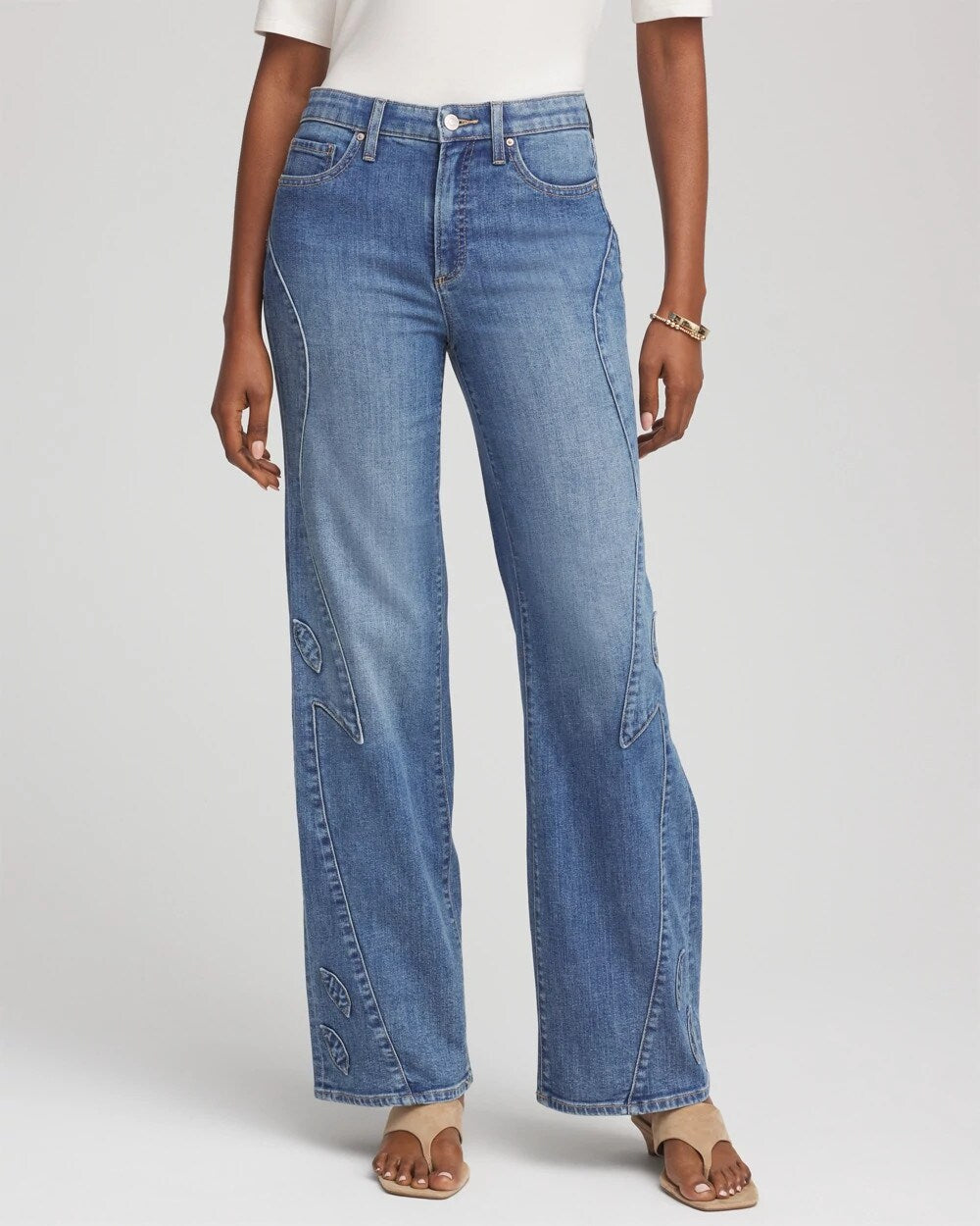 Chico's Appliqué High-Rise Wide-Leg Jeans