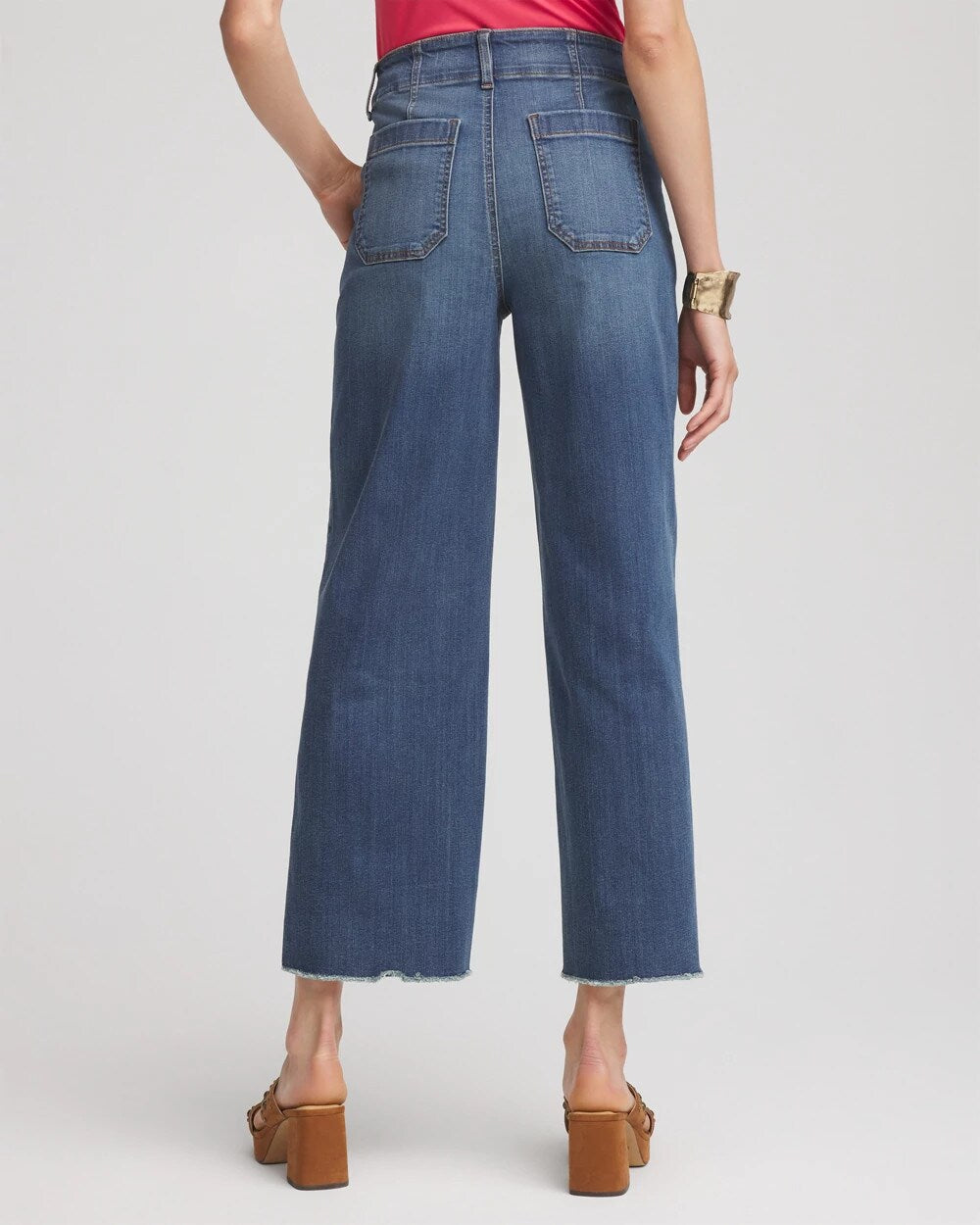 Chico's Pull-On Cropped Wide-Leg Frayed Jeans