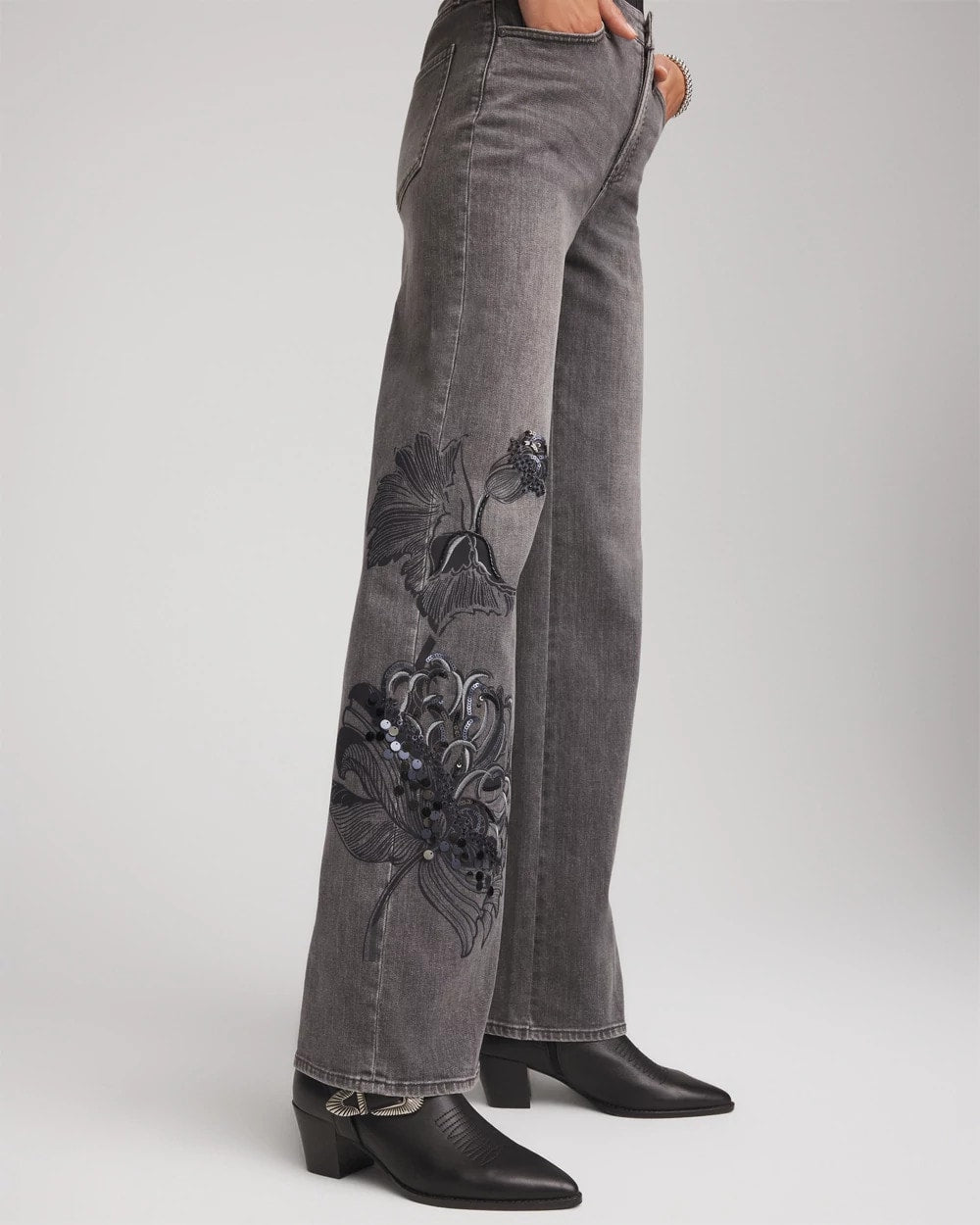 Chico's Printed High-Rise Wide-Leg Jean