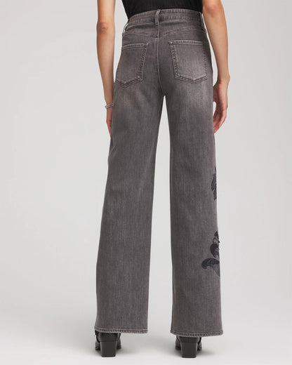 Chico's Printed High-Rise Wide-Leg Jean