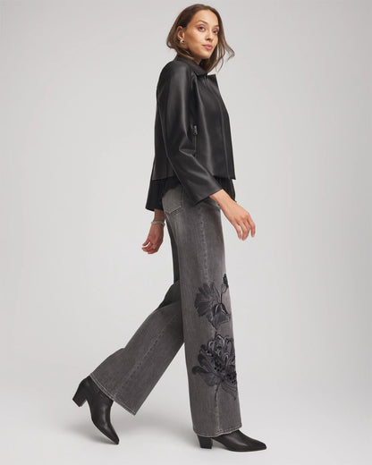 Chico's Printed High-Rise Wide-Leg Jean