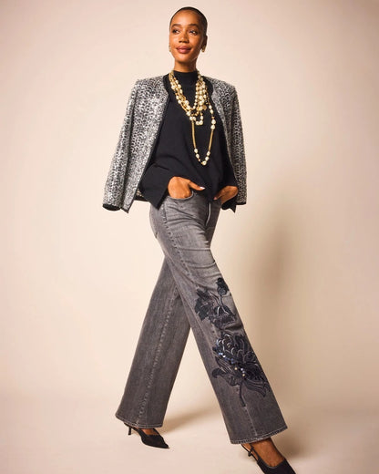 Chico's Printed High-Rise Wide-Leg Jean