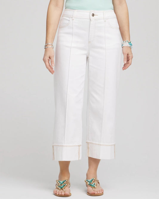 Chico's Pintuck High-Cuff Cropped Jeans