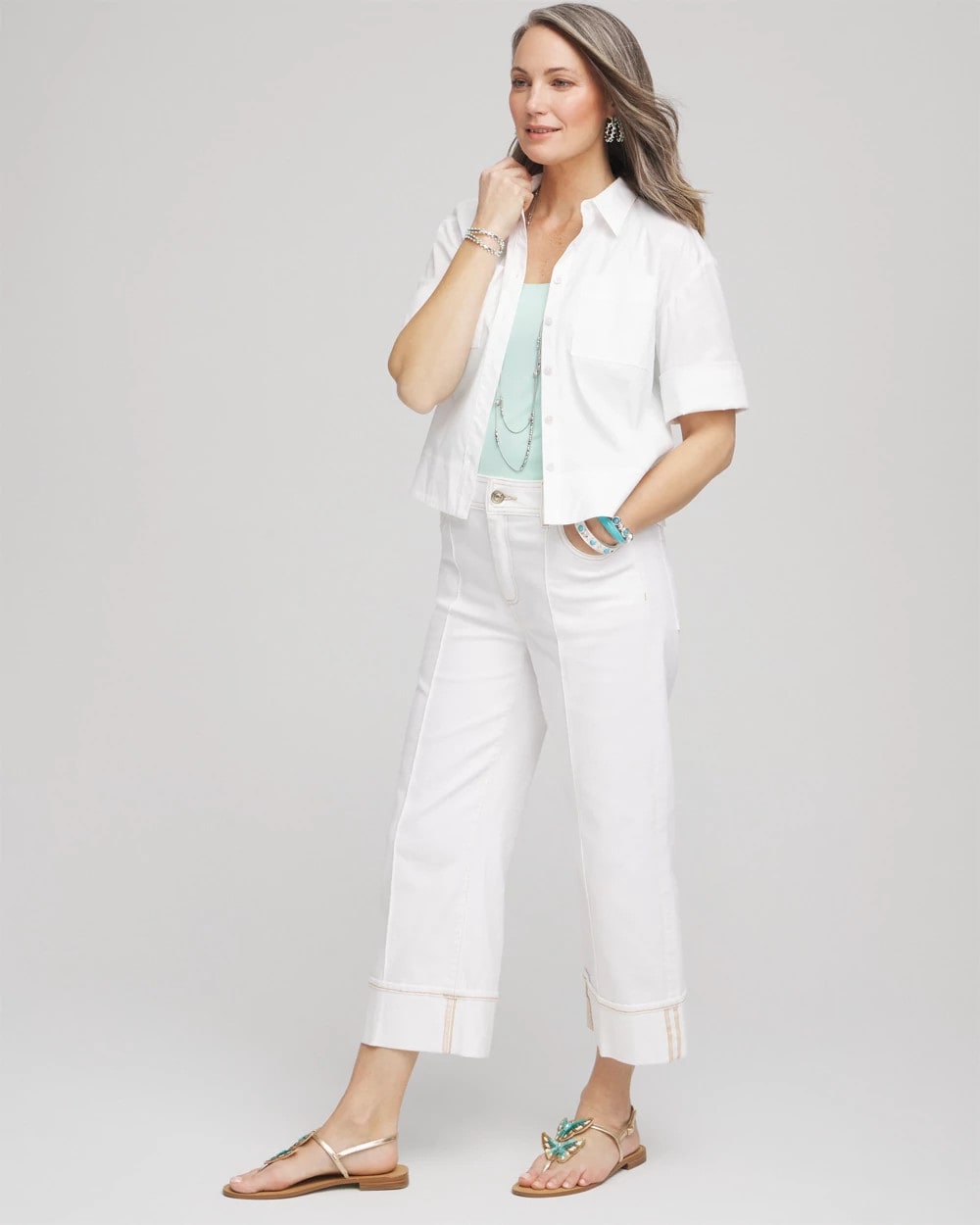 Chico's Pintuck High-Cuff Cropped Jeans