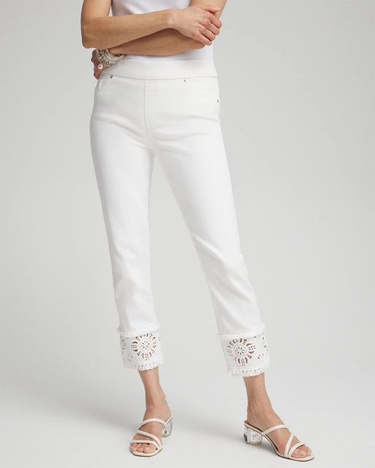 Chico's No Stain Embellished Pull-on Cropped Jeans