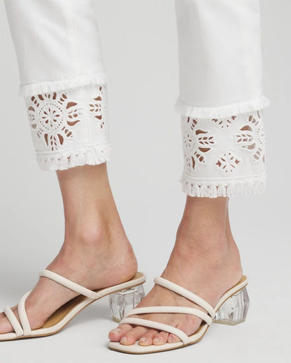 Chico's No Stain Embellished Pull-on Cropped Jeans