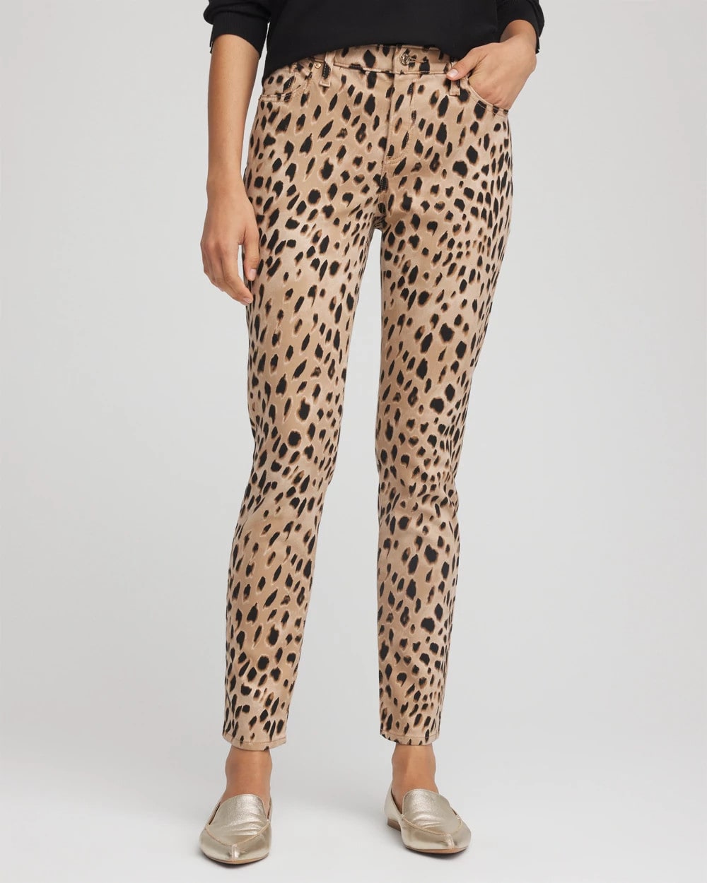 Chico's Leopard Girlfriend Slim Ankle Jeans
