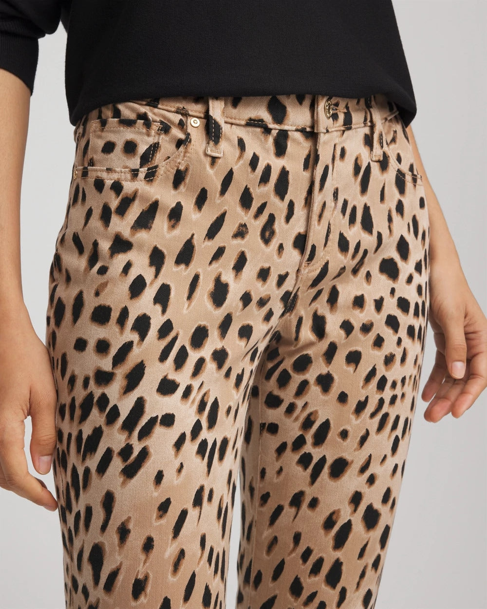 Chico's Leopard Girlfriend Slim Ankle Jeans