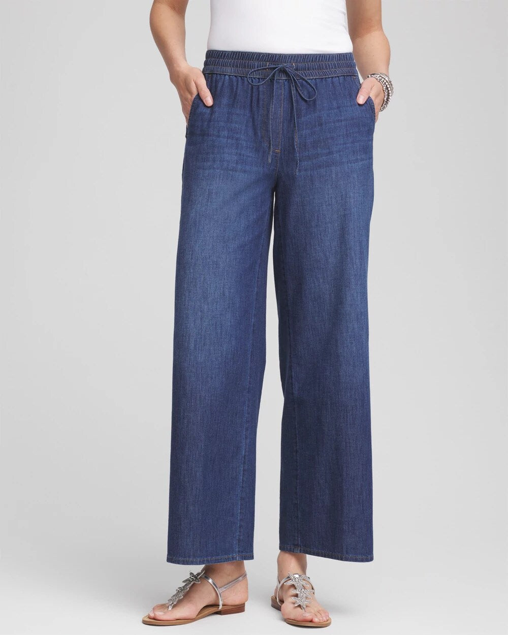 Chico's Lightweight Drawstring Ankle Jeans