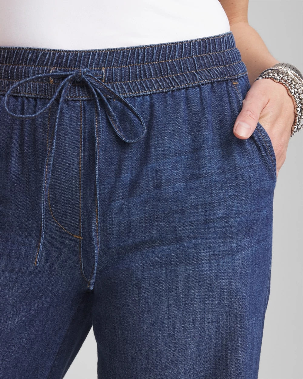 Chico's Lightweight Drawstring Ankle Jeans