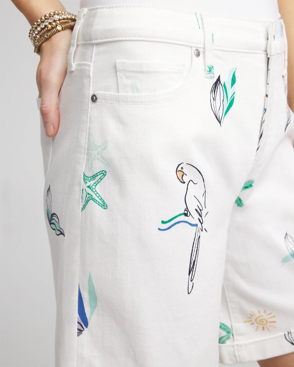 Chico's Girlfriend Cuffed Swing Denim Shorts