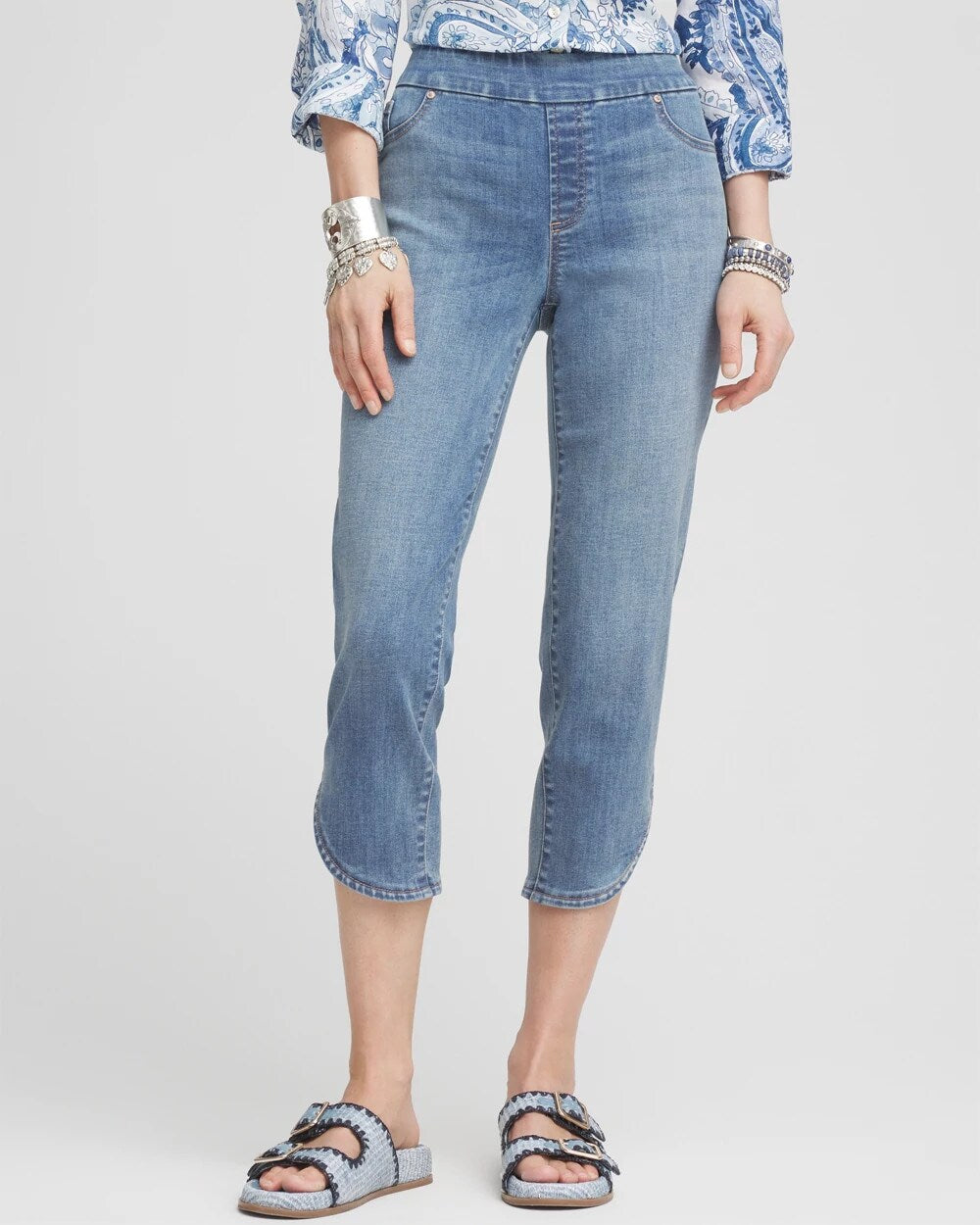 Chico's Pull-On Dolphin-Hemmed Capri Jeans