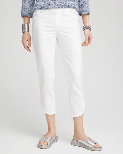 Chico's No Stain Pull-On Dolphin-Hem Capri Jeans
