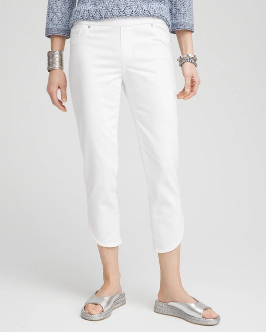 Chico's No Stain Pull-On Dolphin-Hem Capri Jeans