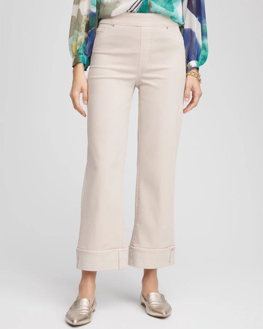 Chico's Pull-On Wide Leg Cuffed Jeans