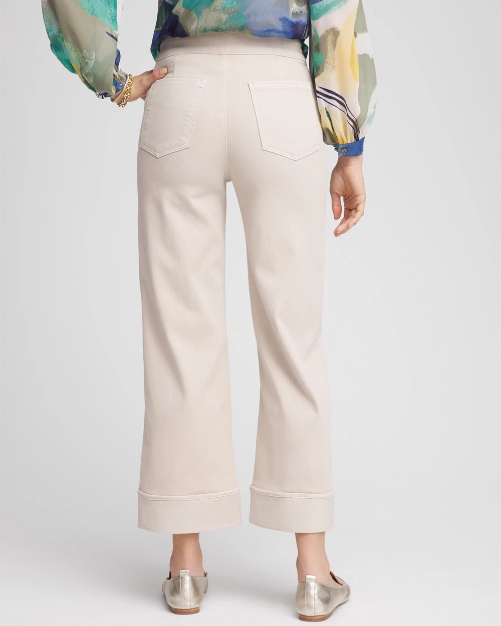 Chico's Pull-On Wide Leg Cuffed Jeans
