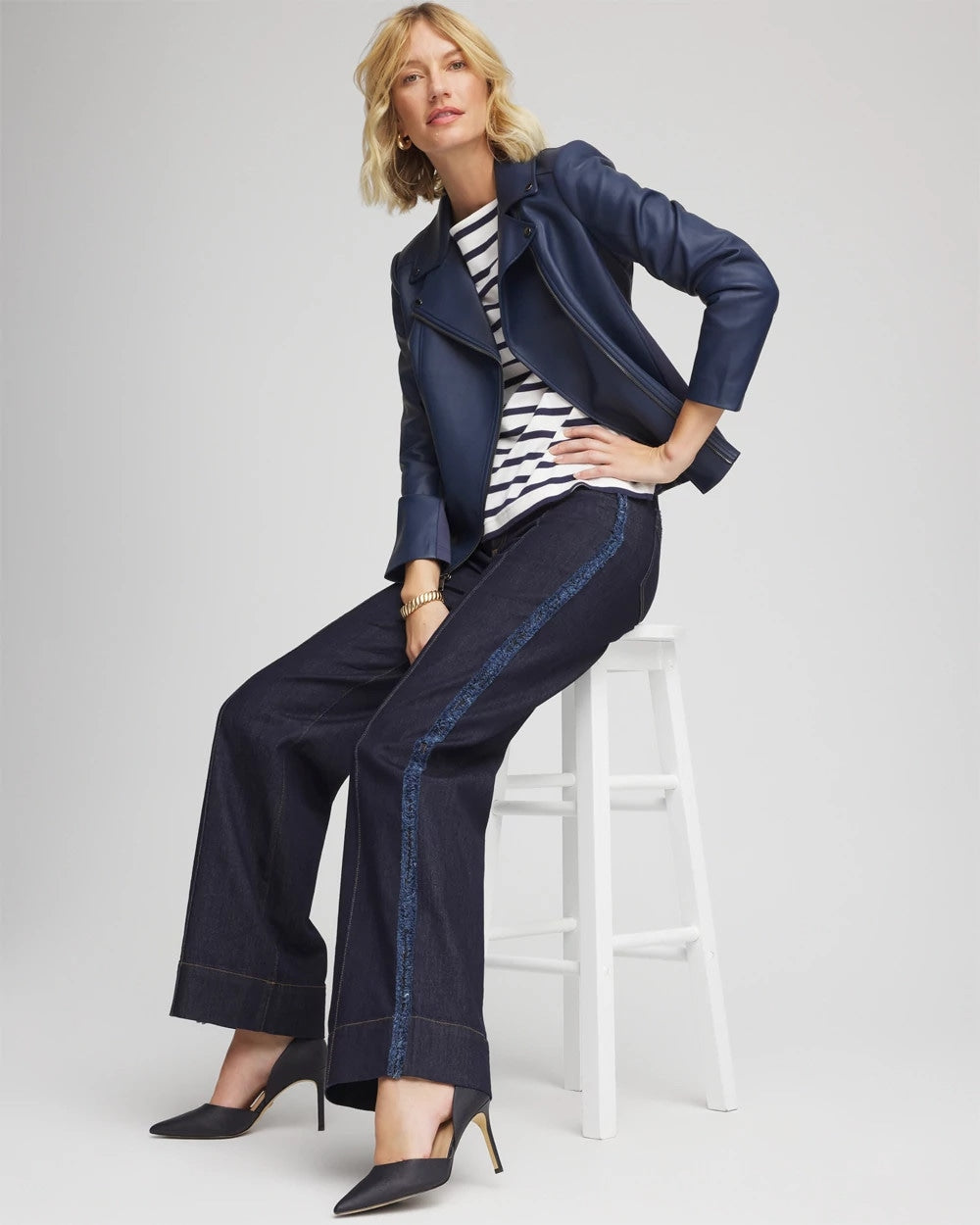 Chico's Petite Frayed High-Rise Wide-Leg Jeans