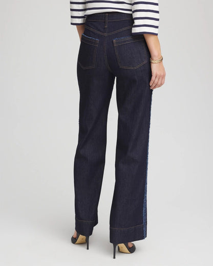 Chico's Petite Frayed High-Rise Wide-Leg Jeans