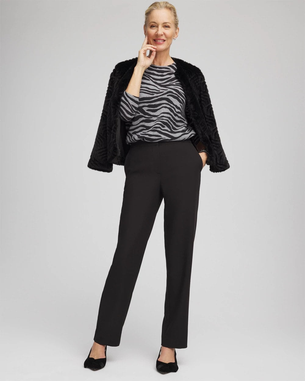 Chico's Textured Straight Tapered Ankle Pants